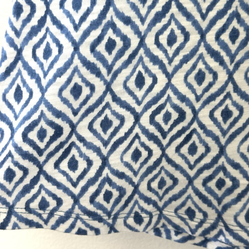 CHICOS Ikat Print Tee Womens XXL (4) Blue White 3/4 Sleeve Slub Knit Boho Top - Picture 8 of 10